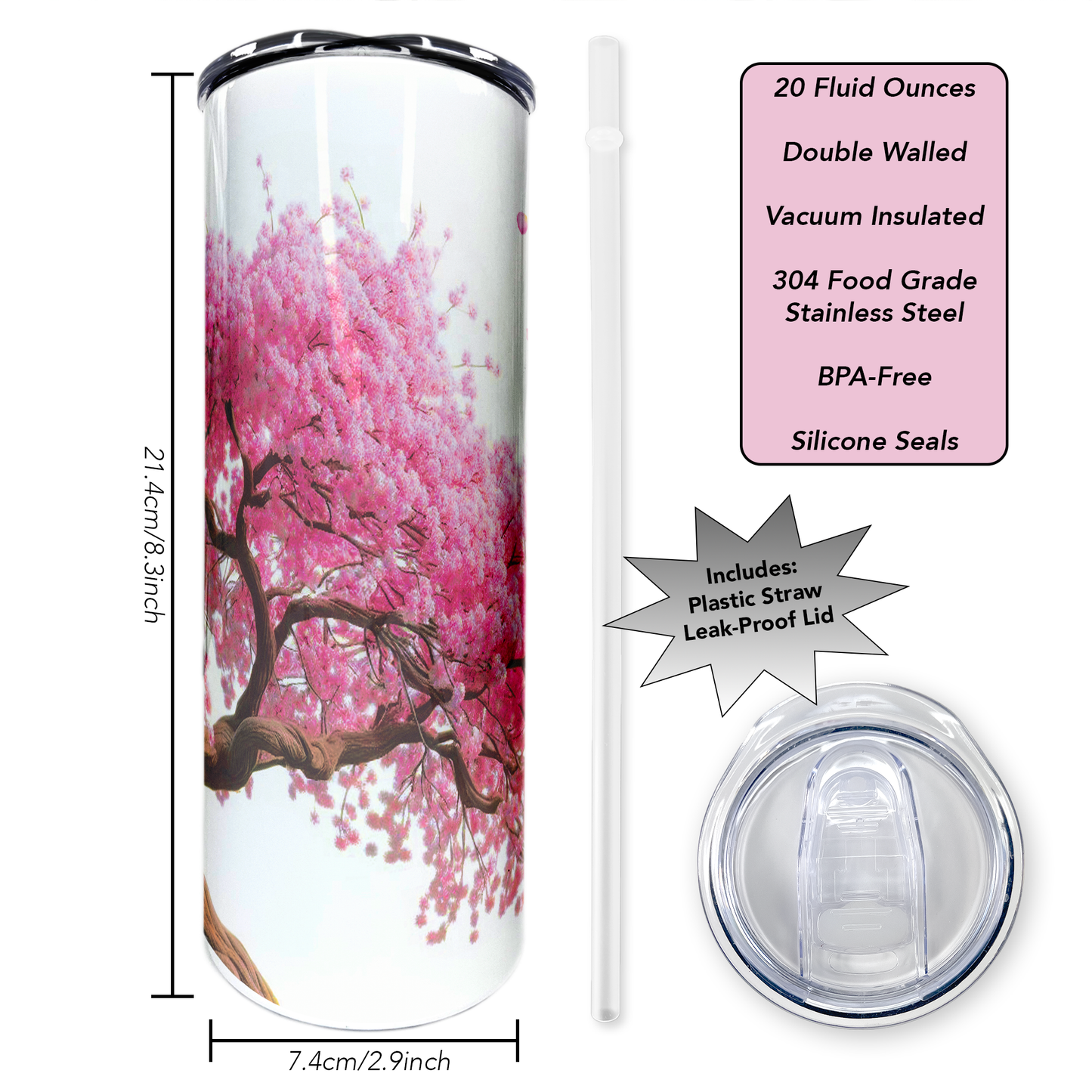 Cherry Blossom Tree | 20oz Stainless Steel Skinny Coffee Tumbler