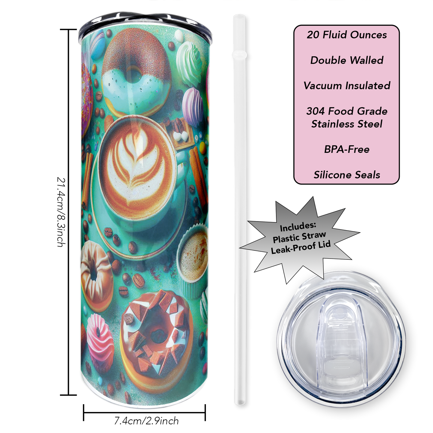 Coffee at Tiffany's | 20oz Stainless Steel Skinny Coffee Tumbler