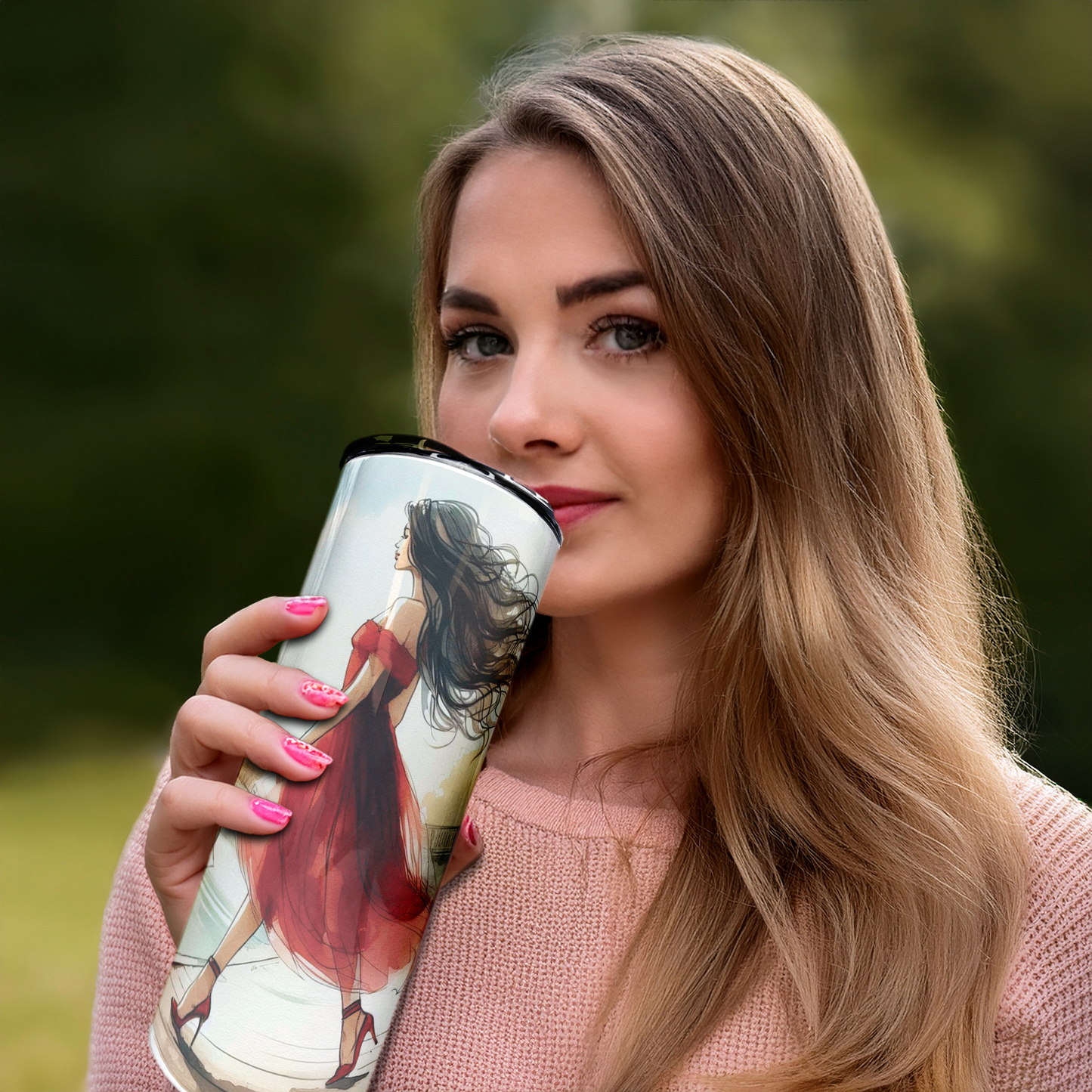 Lady In Red | 20oz Stainless Steel Skinny Coffee Tumbler