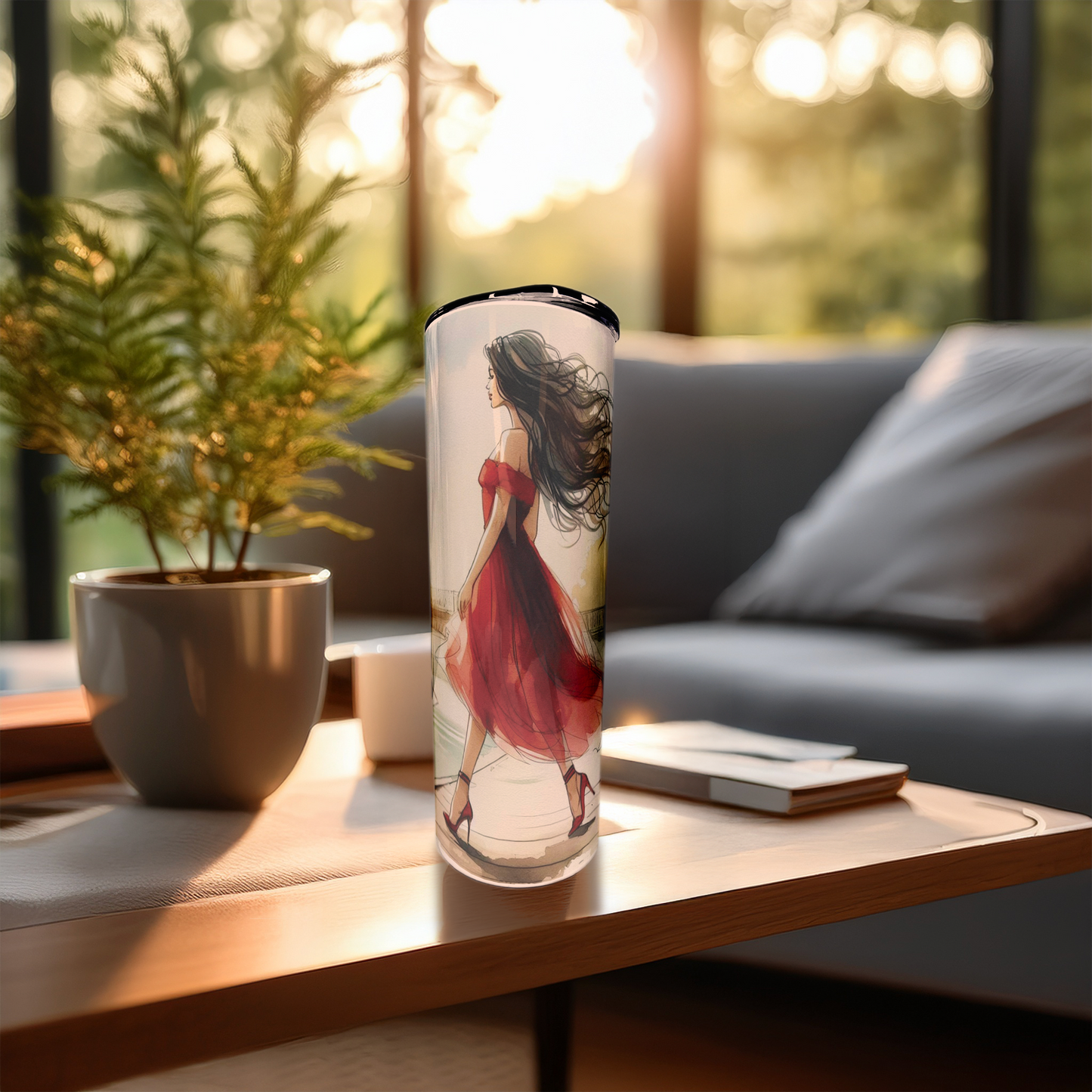 Lady In Red | 20oz Stainless Steel Skinny Coffee Tumbler