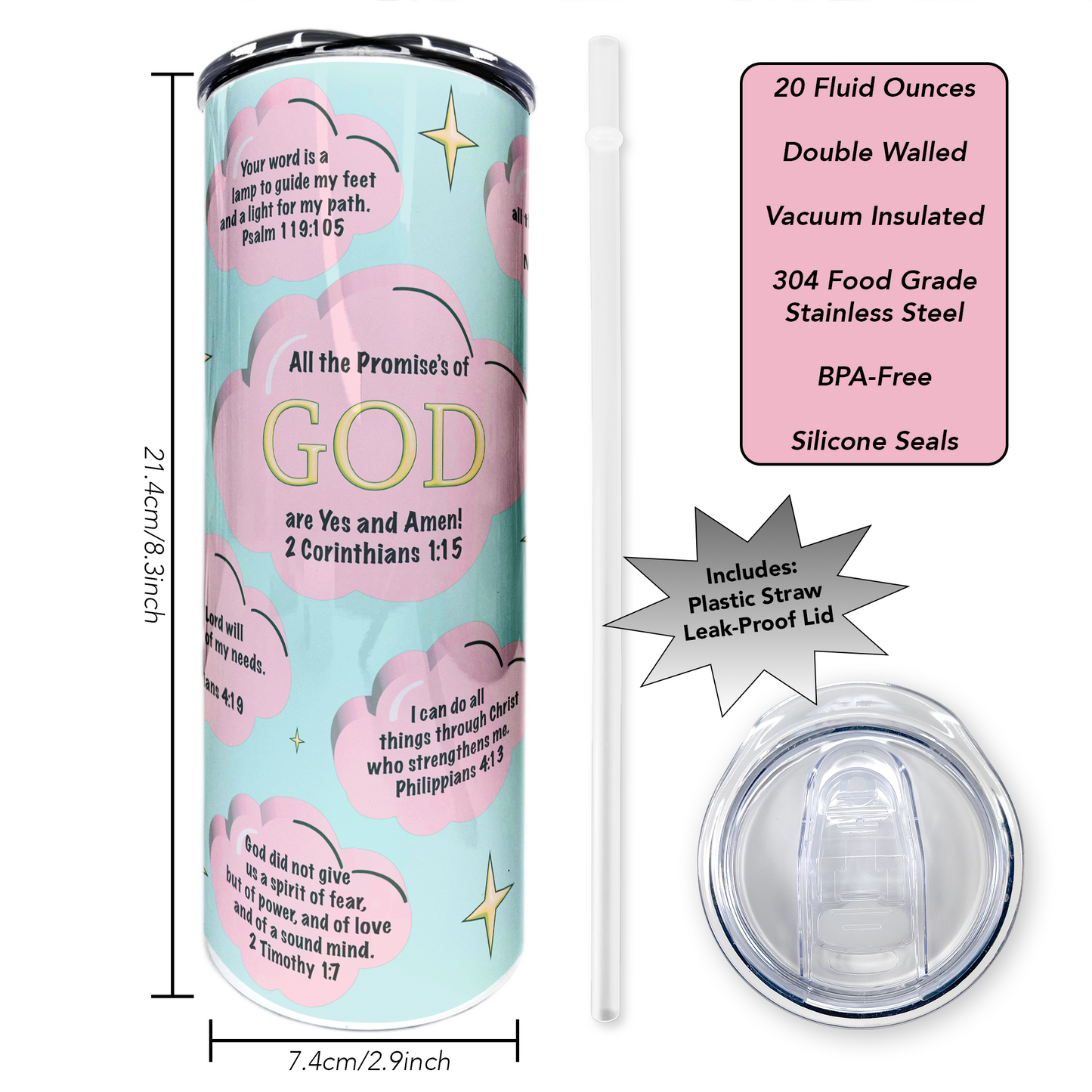 The Promises of God | 20oz Stainless Steel Skinny Coffee Tumbler