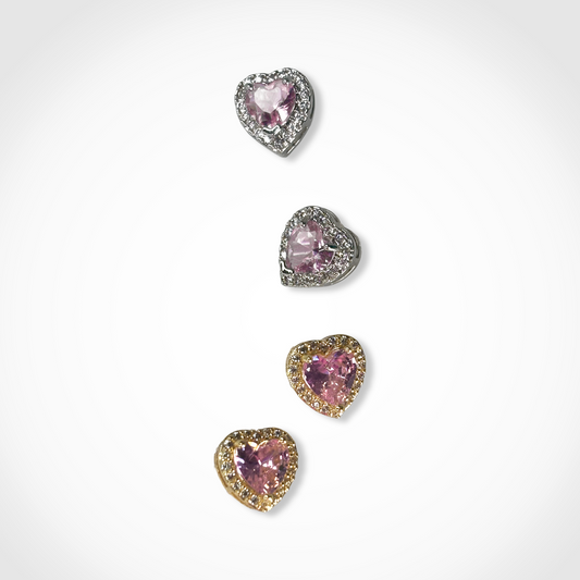 Pink Heart Stud Earrings Jewelry Set