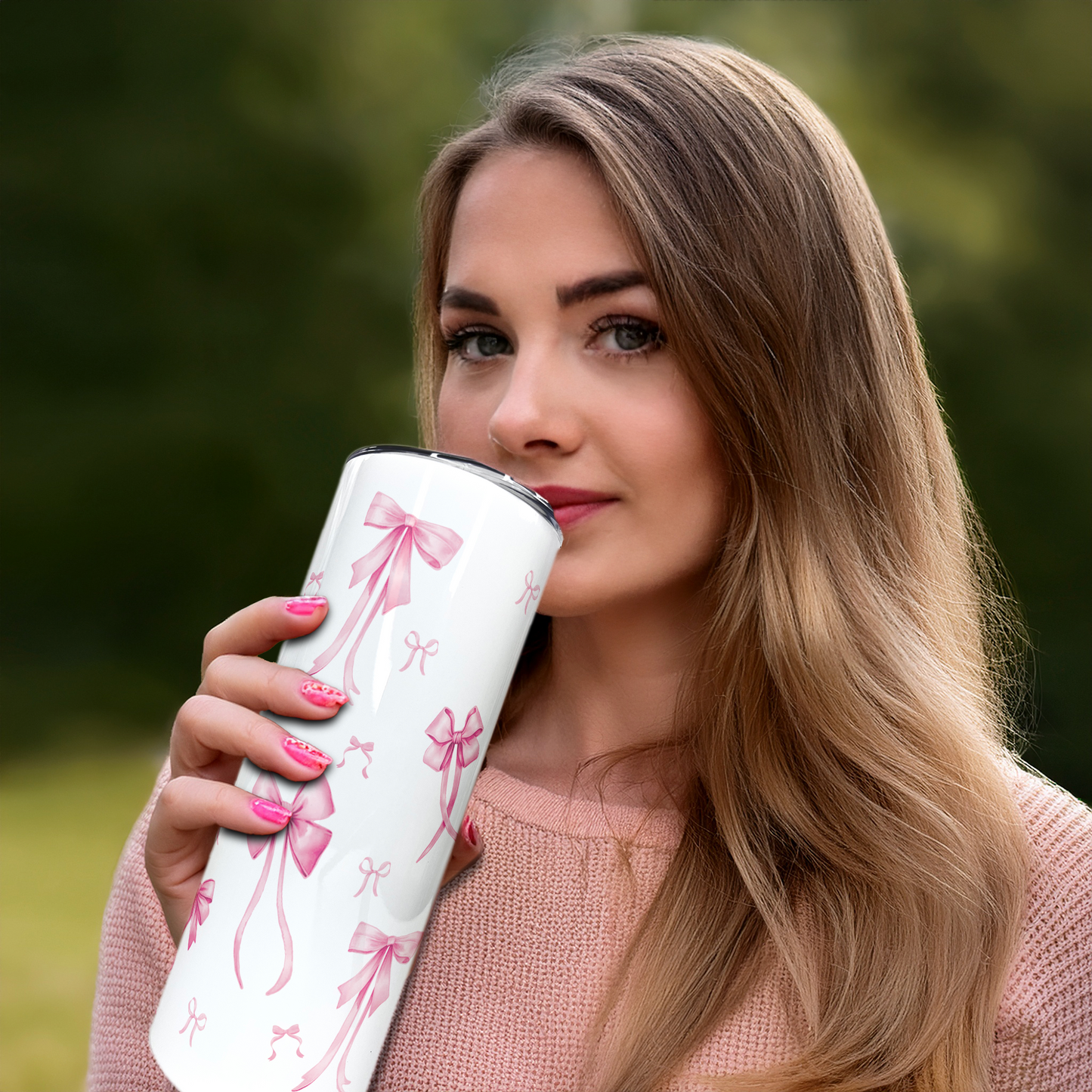 Pink Bows| 20oz Stainless Steel Skinny Coffee Tumbler