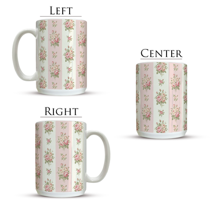 Pink Floral - Stripes | 15oz Mug