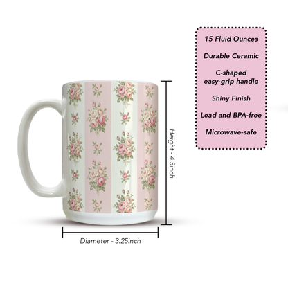 Pink Floral - Stripes | 15oz Mug