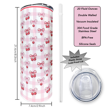Cherry Bows | 20oz Stainless Steel Skinny Coffee Tumbler