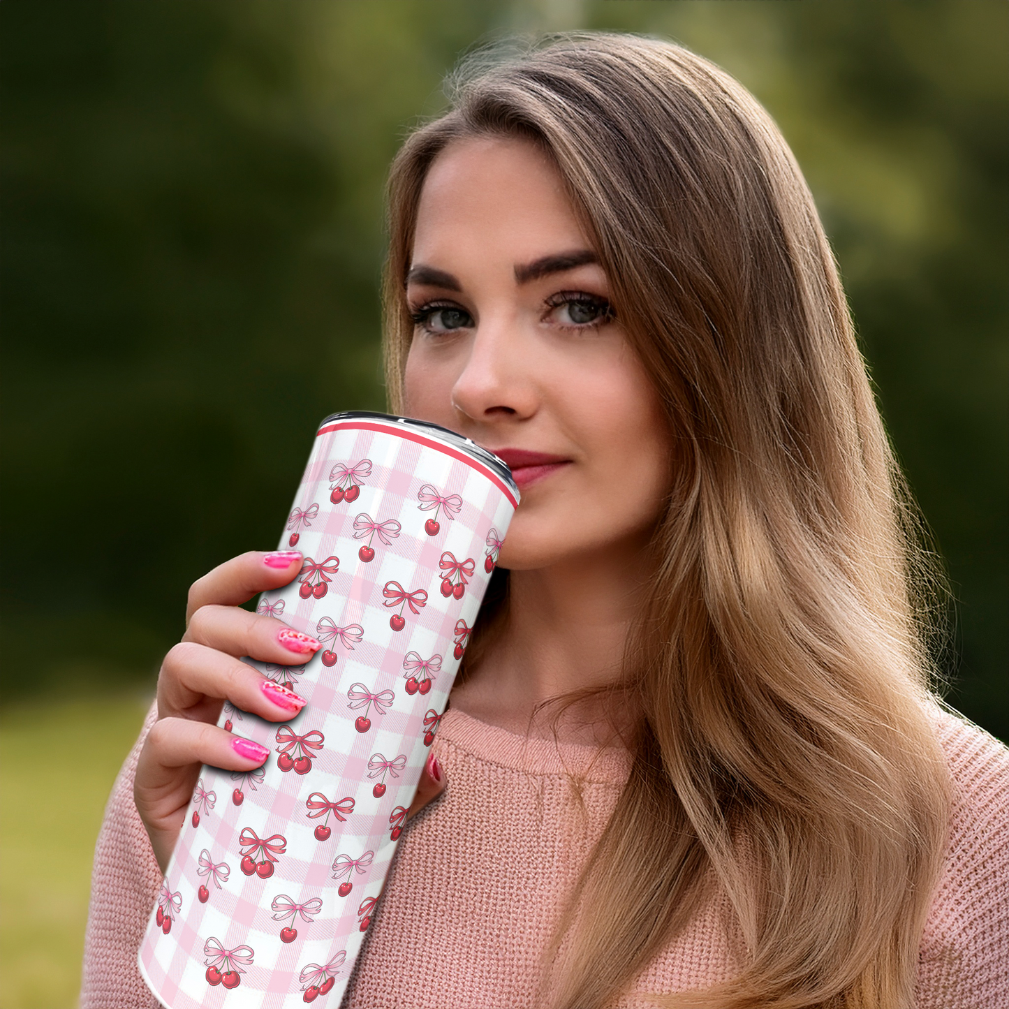 Cherry Bows | 20oz Stainless Steel Skinny Coffee Tumbler