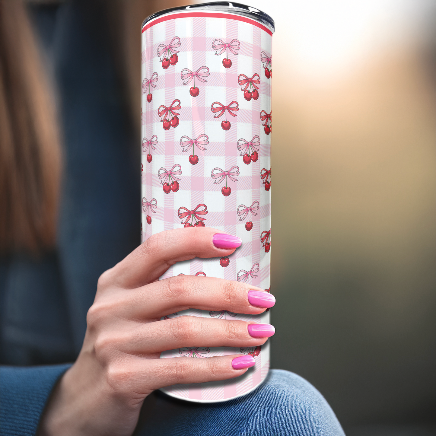 Cherry Bows | 20oz Stainless Steel Skinny Coffee Tumbler