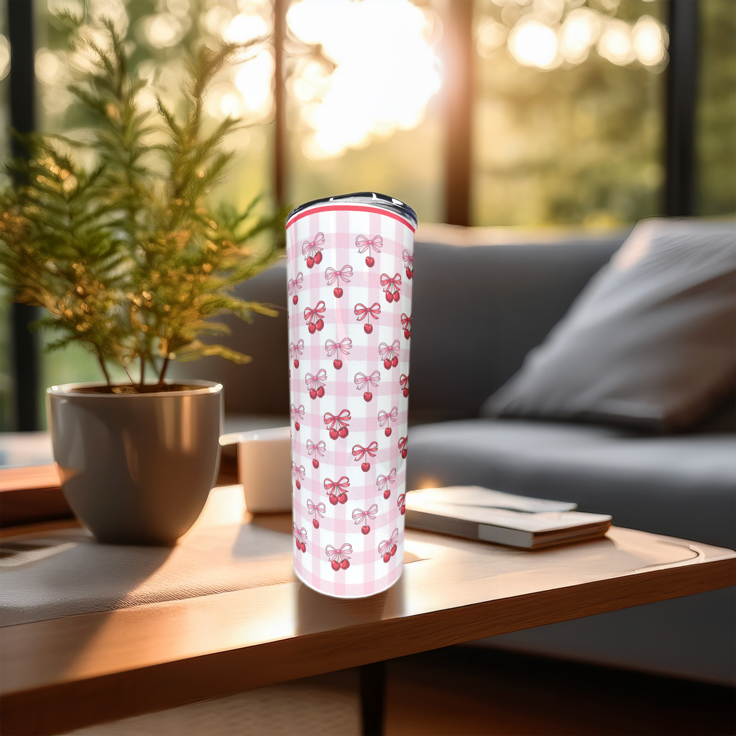 Cherry Bows | 20oz Stainless Steel Skinny Coffee Tumbler