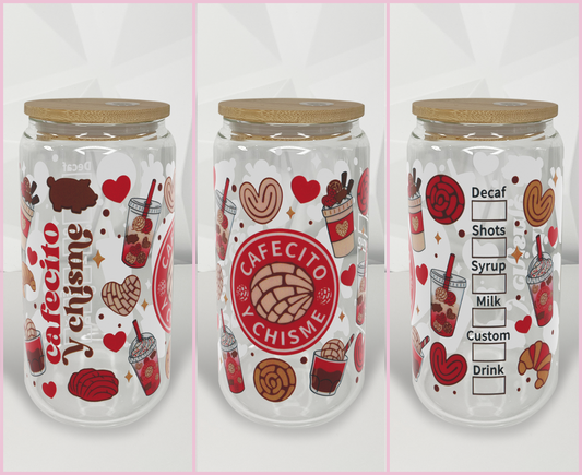 Cafecito Y Chisme - Red | 16oz Libby Glass Tumbler