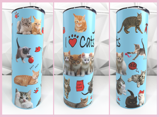 I Heart Cats | 20oz Stainless Steel Skinny Coffee Tumbler