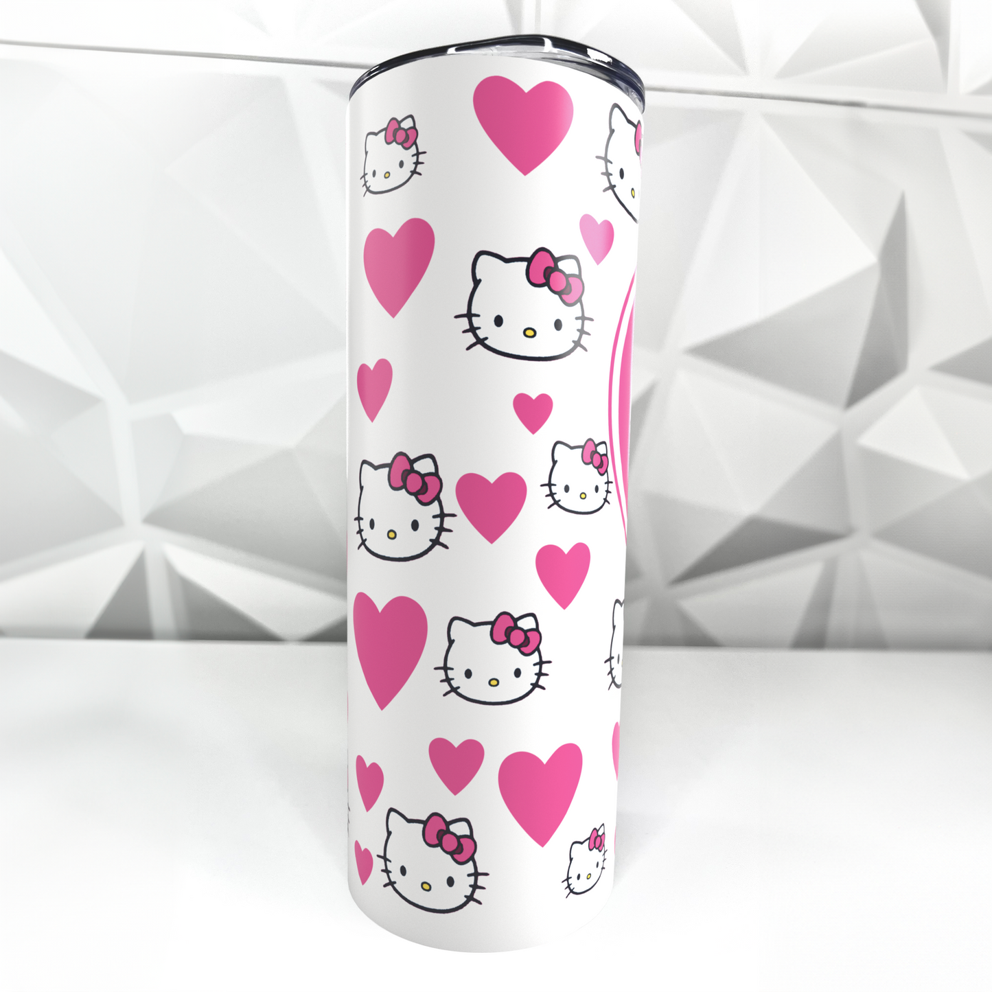 Cartoon Kitty - Hearts | 20oz Stainless Steel Skinny Tumbler