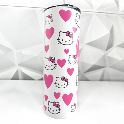 Cartoon Kitty - Hearts | 20oz Stainless Steel Skinny Tumbler