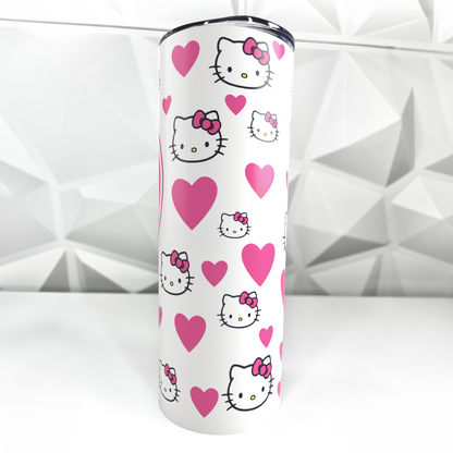 Cartoon Kitty - Hearts | 20oz Stainless Steel Skinny Tumbler