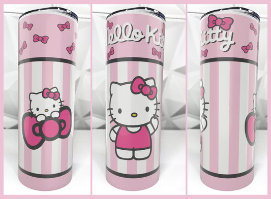 Cartoon Kitty - Stripes | 20oz Stainless Steel Skinny Coffee Tumbler