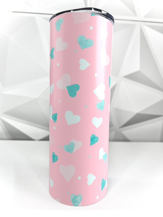 Teal Hearts | 20oz Stainless Steel Skinny Tumbler