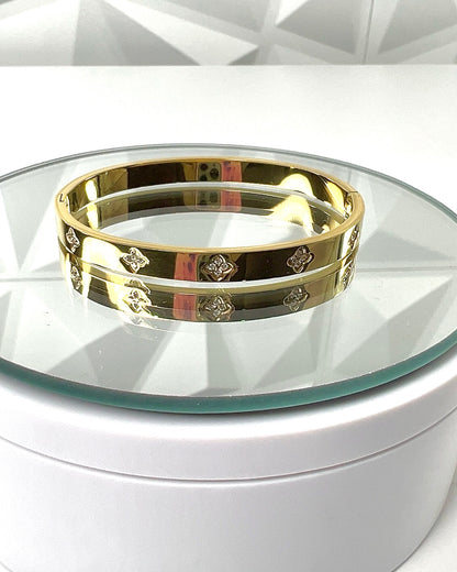 Gem Clover Bangles | Gold Bangle