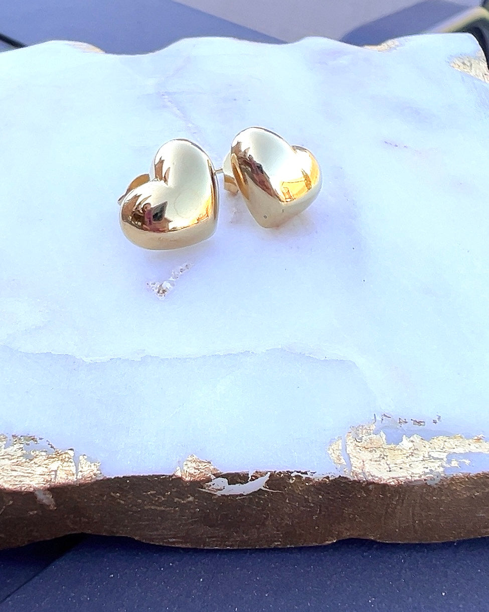 Gold Chunky Heart Earrings