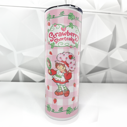 Strawberry Girl - Pink Plaid | 20oz Stainless Steel Skinny Tumbler