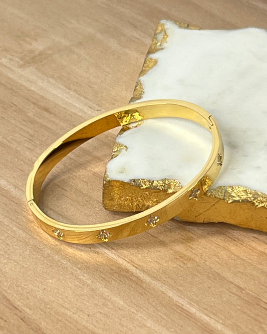 Gem Clover Bangles | Gold Bangle