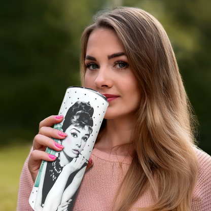 Audrey Hepburn - Polka-Dots | 20oz Stainless Steel Skinny Coffee Tumbler