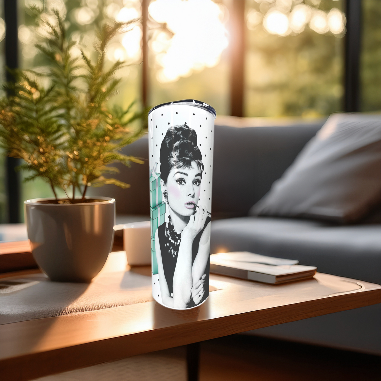 Audrey Hepburn - Polka-Dots | 20oz Stainless Steel Skinny Coffee Tumbler