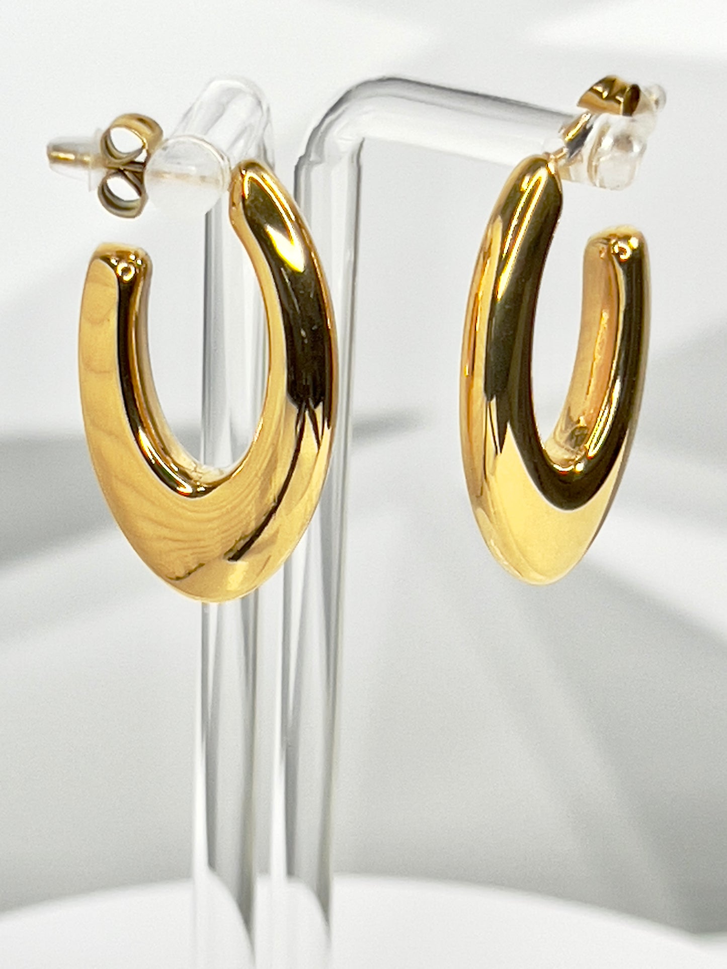 Large Gold Crescent Hoop Earrings