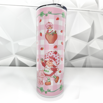 Strawberry Girl - Pink Plaid | 20oz Stainless Steel Skinny Tumbler