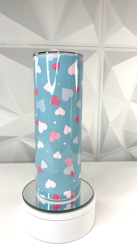 Pink Hearts | 20oz Stainless Steel Skinny Tumbler