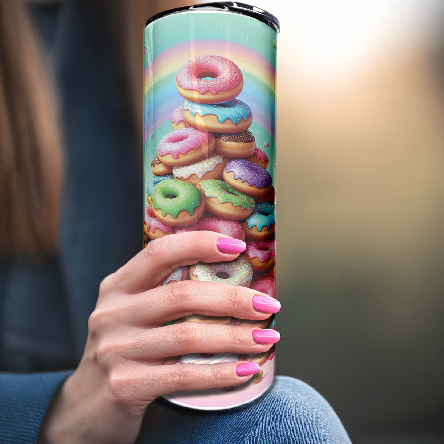 Rainbow Donuts | 20oz Stainless Steel Skinny Coffee Tumbler