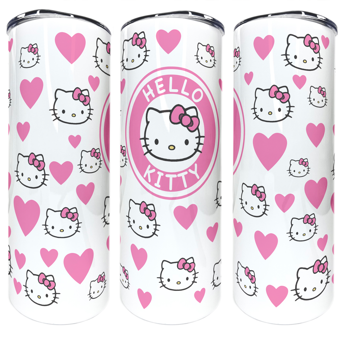 Cartoon Kitty - Hearts | 20oz Stainless Steel Skinny Coffee Tumbler