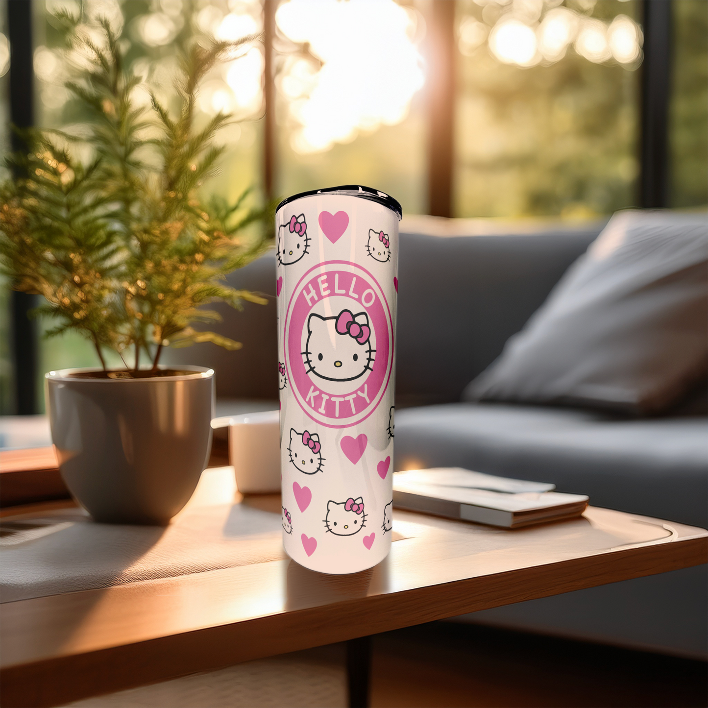 Cartoon Kitty - Hearts | 20oz Stainless Steel Skinny Coffee Tumbler