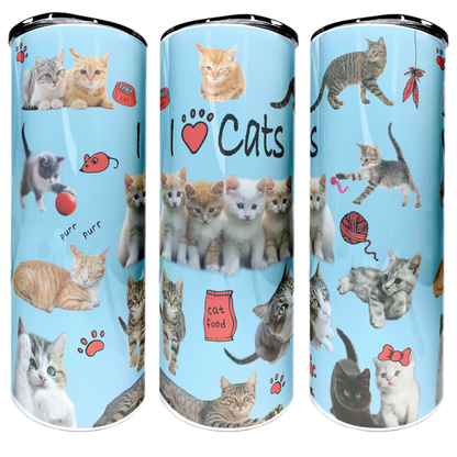 I Heart Cats | 20oz Stainless Steel Skinny Coffee Tumbler