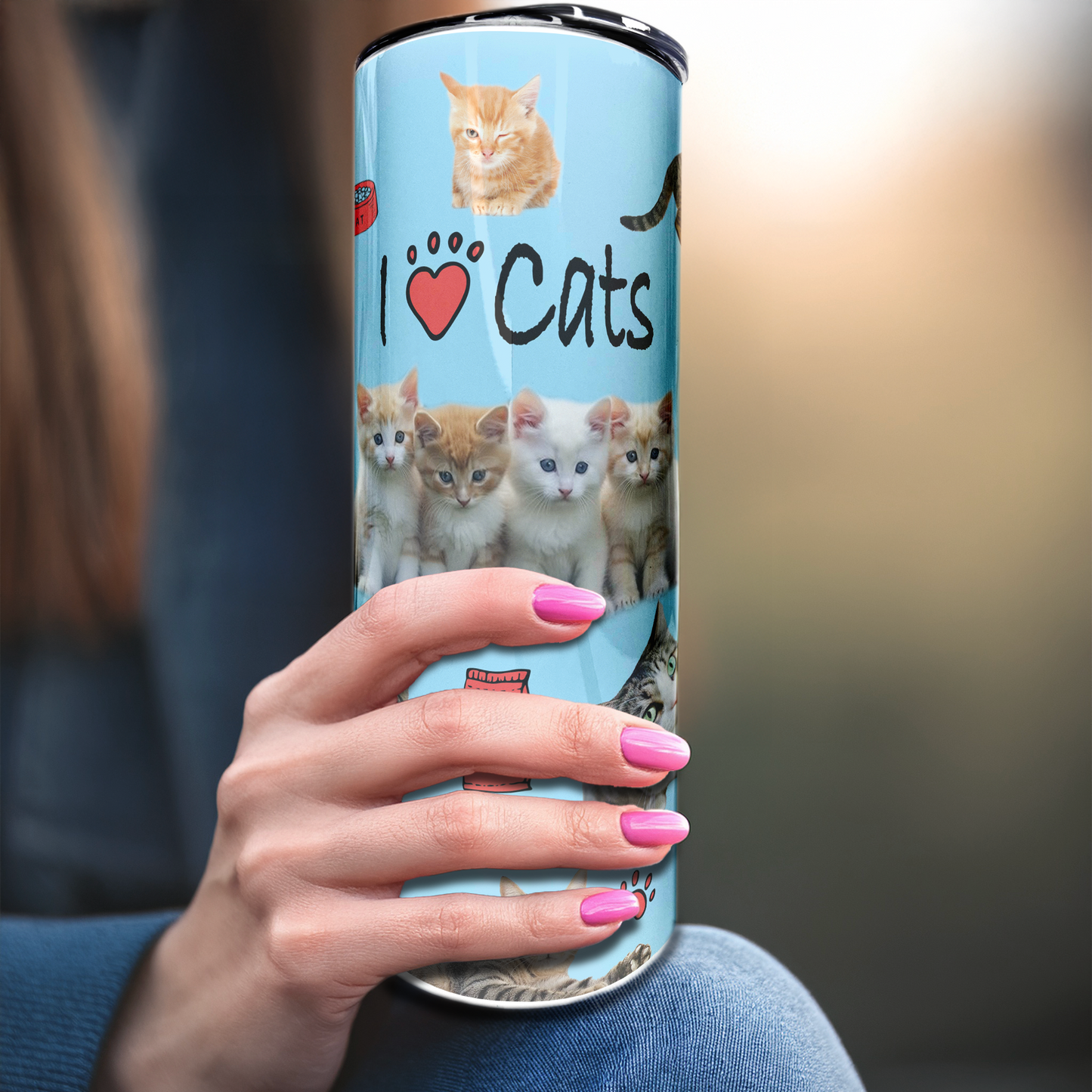 I Heart Cats | 20oz Stainless Steel Skinny Coffee Tumbler