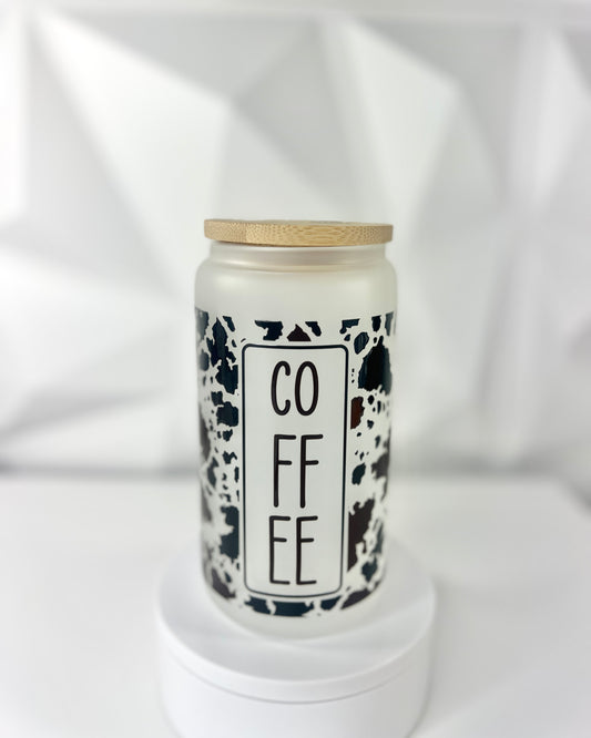 Coffee Cowprint | 16oz Libby Glass Tumbler