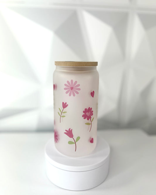 Spring Floral | 16oz Libby Frosted Glass Tumbler