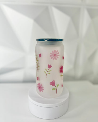 Spring Floral | 16oz Libby Frosted Glass Tumbler