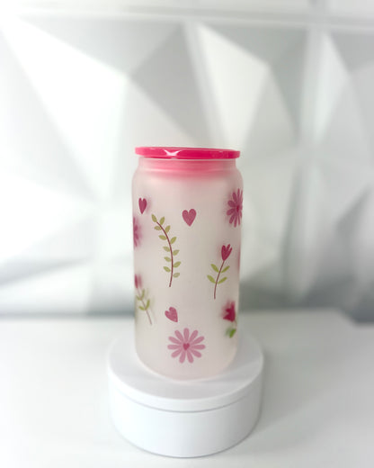 Spring Floral | 16oz Libby Frosted Glass Tumbler