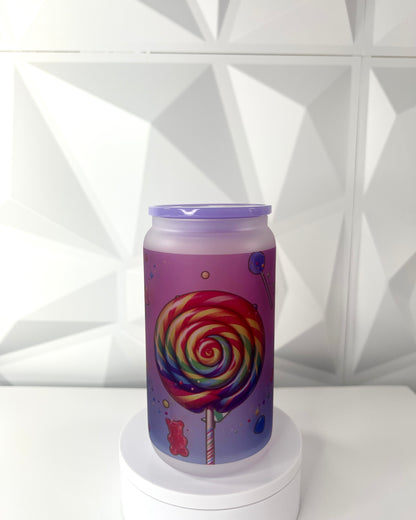 I Want Candy - Pink | 16oz Libby Frosted Glass Tumbler