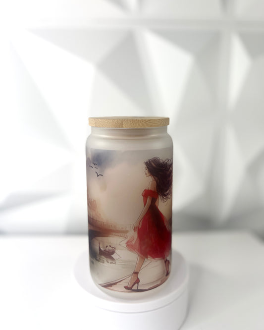 Lady in Red | 16oz Libby Frosted Glass Tumbler