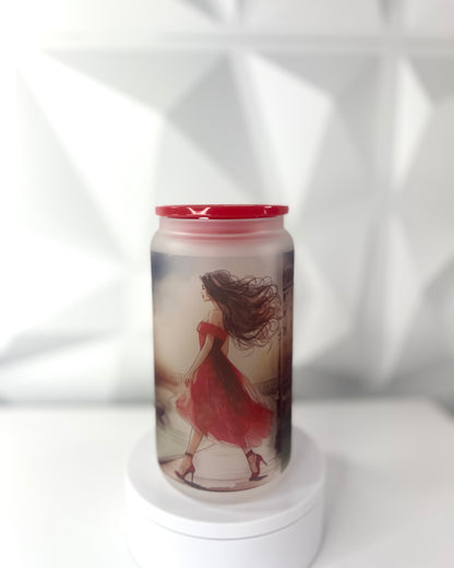 Lady in Red | 16oz Libby Frosted Glass Tumbler