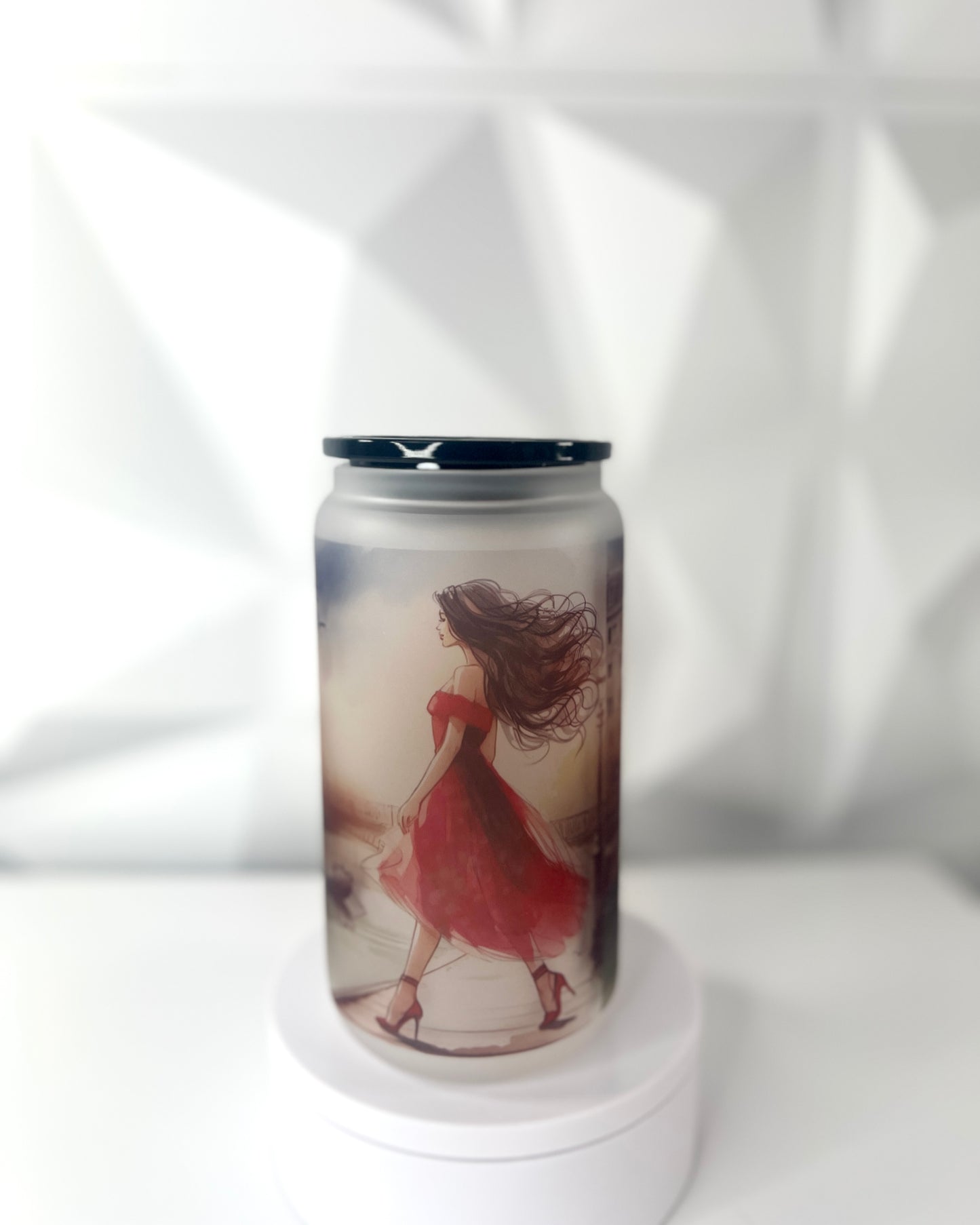 Lady in Red | 16oz Libby Frosted Glass Tumbler