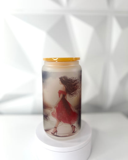 Lady in Red | 16oz Libby Frosted Glass Tumbler