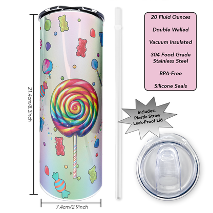 Gummy Bears & Lollipops | 20oz Stainless Steel Skinny Tumbler