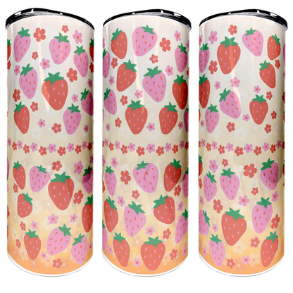 Strawberries - Floral | 20oz Stainless Steel Skinny Coffee Tumbler