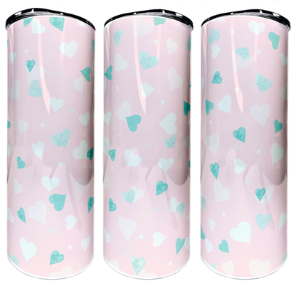 Teal Hearts | 20oz Stainless Steel Skinny Coffee Tumbler