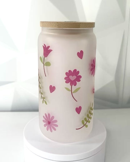 Spring Floral | 16oz Libby Frosted Glass Tumbler