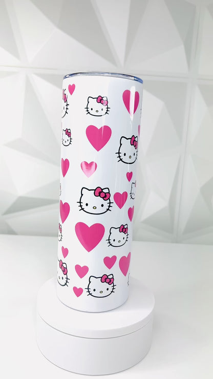 Cartoon Kitty - Hearts | 20oz Stainless Steel Skinny Tumbler